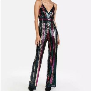 Express New Sequined Jumpsuit size L nwt